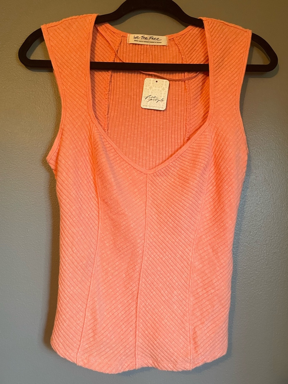 NWT Free People Sz Small Women’s Orange Boss Babe Tank Top Shirt Blouse Ret $58!